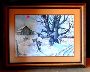 lot 127 image: $$ M WAYNE WILLIS (FAMED WILDLIFE ARTIST) ART PRINT FRAMED AND MATTED UNDER GLASS