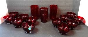 lot 149 image: VINTAGE DEEP RED GLASS COLLECTION