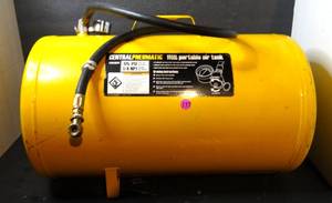 lot 177 image: CENTRAL PNEUMATIC 11 GALLON PORTABLE AIR TANK WITH GUAGE AND HOSE