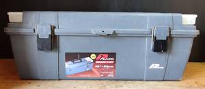 lot 205 image: TOOLBOX FULL OF CAP ROOFING NAILS, LONG SCREWS, ETC