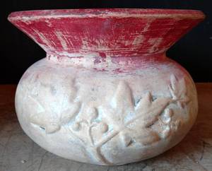 lot 235 image: LOVELY VINTAGE SCULPTURED CLAY BOWL - NICE NATURAL COLORS