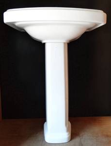 lot 241 image: BIG $ ITEM - BEAUTIFUL PEDASTAL PORCELAIN SING WITH FAUCET - LIKE NEW $$$