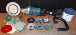 lot 253 image: BIG $ ITEM - Makita 9227C 7 Inch Hook And Loop Polisher Sander wAccessories