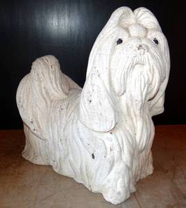 lot 254 image: RARE CONCRETE OVER CAST IRON SHIH TZU DOG - HEAVY 