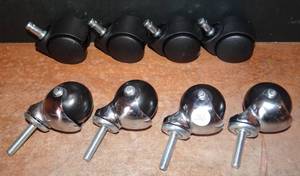 lot 256 image: DUAL LOT OF ROLLING CASTERS - NEW (8 TOTAL - 2 SETS OF 4)