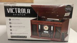 lot 6 image: Victrola Aviator Music Center 8-in-1 Turntable Bluetooth FM Radio CD