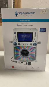 lot 9 image: Singing Machine Karaoke Unit w Microphone Bluetooth 7 Monitor CD Player