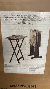 lot 173 image: Linon Tray Table Faux Marble (In Box)