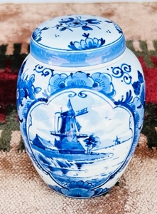 lot 78 image: de Koninklijke Porceleyne fles Royal Delft Windmill Design Signed and Numbered Urn