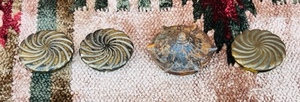 lot 93 image: 4 Brass and Cast Iron Ornate Inkwell Lids