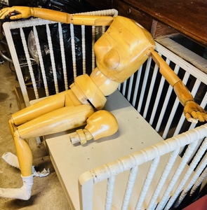 lot 3 image: Antique Solid Wood Mannequin WArticulated Limbs