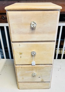 lot 10 image: Three Drawer Chest with Vintage Pulls and Natural Patina