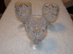lot 183 image: 3 - ANTIQUE PENNSYLVANIA CUT WINE GOBLETS