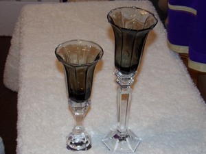 lot 189 image: 2 - VINTAGE CRYSTAL CANDLE STICK HOLDERS