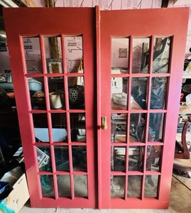 lot 25 image: 76.5x60.5 French Doors with Brass Hardware