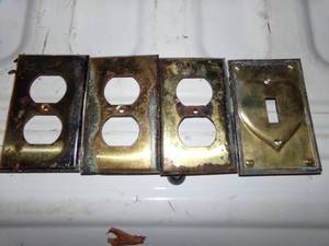 lot 234 image: Brass Plug Covers & Brass Heart Light Switch Cover