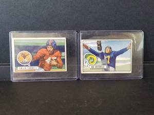 lot 29 image: 1951 Bowman football cards - Emlen Tunnel and Bob Waterfield
