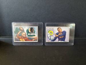 lot 5 image: 1951 Bowman football cards - Sammy Baugh and Glenn Davis