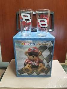lot 61 image: Dale Earnhardt Jr. collectibles, glasses, cookie jar, plate cover