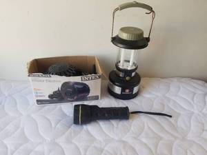 lot 100 image: Selection of outdoor gear, lantern, etc.
