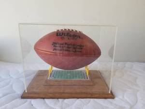 lot 116 image: Dallas Cowboys football (has fading autographs) and nice Cowboys display case