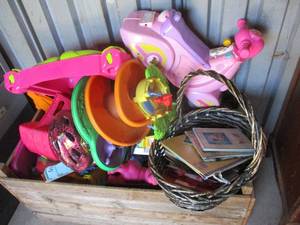 lot 45 image: Large Wooden Crate Over Full Of Toys-About 42-L x 24 W