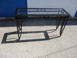 lot 7 image: Metal With Glass Top Wall Table