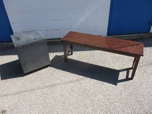 lot 21 image: Wooden WallHall Table And Shop Made Rolling CrateTable