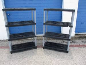 lot 72 image: 2-Portabe HD Plastic 4-Shelf -Wall Shelfs- Note 2 X Money