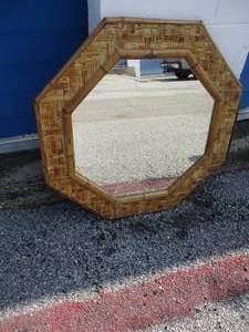 lot 73 image: 32-Octangle-Wall Mirror With Bamboo Frame