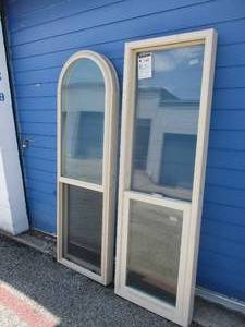 lot 84 image: 2- 23 x 70-H, Never Installed-Like New Windows With Vinyl Frame, With Screens, Note  X The Money
