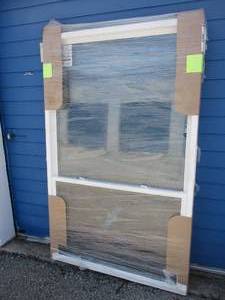 lot 85 image: 1-44-34 x 71-12-H, Never Installed-Like New Window With Vinyl Frame, With Screen, Note  X The Money