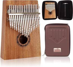 lot 76 image: 2-NIB-Tehillim Kalimba 17 Keys Portable Thumb Piano with Hard Case, Study Instruction and Tunning Hammer, 2-X Money