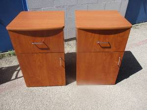 lot 79 image: 2-Stryker- # W2013 -04000 Night Stands  End Tables With Upper Drawer and Lower Cabinet. Note 2-X Money