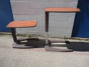 lot 121 image: 2-STRYKER- E2012-29841, Adjustable Hight, Over Bed  TV Tables On Casters.