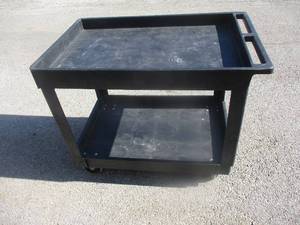 lot 77 image: Black- Rubber Made Commercial 2-Shelf Cart On Casters-# D91-9T67-B1-1