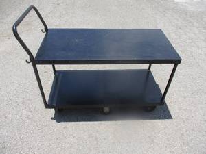 lot 125 image: 6-Wheel,  Metal 2-Shelf Utility Cart.