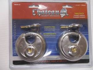 lot 127 image: 5-New Chateau Twin Pack #C870-2 Maximum Security Rd. Disk Locks With 2-Keyed alike Keys Ea., (10-Locks). 5-X Money