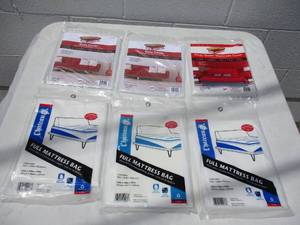 lot 119 image: 6- NIB- All-Store Protective Plastic Bag Covers for 2- Sofa Cover, 1-KingQueen Mattress Bag, And 3- Full Size Mattress Bags. 6-X Money