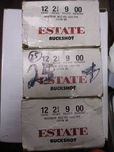 lot 153 image: 3-BOXES Of ESTATE 12-Ga. 00-Buckshot Shotgun Shells, 25-Per Box, Note 3-X Money
