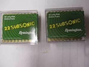 lot 157 image: 2-Boxes of Remington 22-Subsonic 22-Long Rifle Hollow Point Rimfire Cartridges-100-Per Box, Note 2-X Money