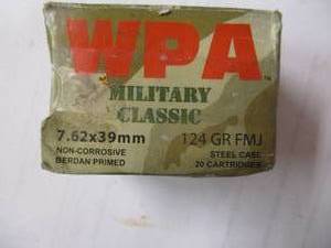 lot 161 image: Box of 20-Cartridges of WPA Military Classic -7.62X39 MM, 124-Grain Steel Case Cartridges