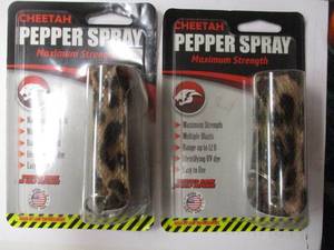 lot 163 image: 2-NEW-CHEETAH PEPPER SPRAYS- SNAKESKIN DESIGN, 2X MONEY
