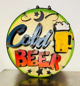 lot 9 image: 15 Metal Cold Beer Sign
