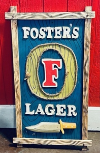 lot 7 image: 26x13 12 Vintage Wooden Fosters Lager Sign