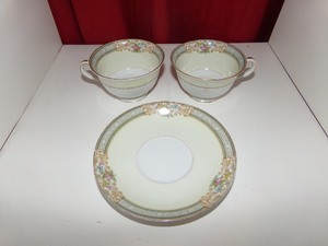 lot 101 image: 2 Noritake Tea Cups and 1 Saucer - Exceter Yellow Floral Pattern&nbsp