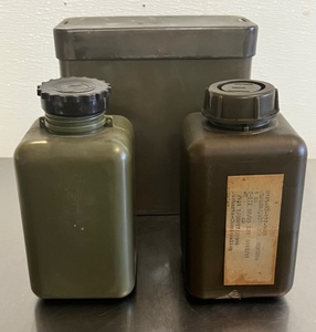 lot 107 image: Vintage 8 Cold War 1964 German Made Military Chemical Cleanup Kit