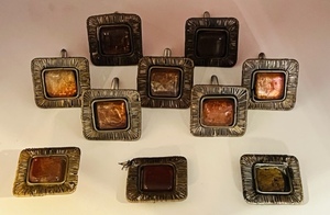 lot 108 image: 7 Vintage Metal Square Drawer Pulls wParts Included