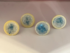 lot 110 image: Blue, Yellow &amp White Ceramic Vintage Drawer Pulls