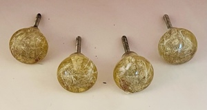 lot 111 image: 4 Vintage Glass Wire Strand Pattern Drawer Pulls
